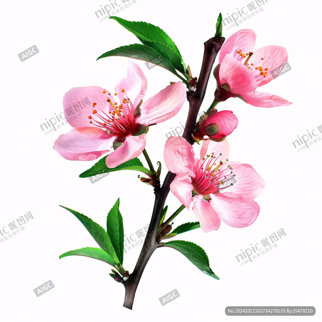 桃花桃枝桃樹素材