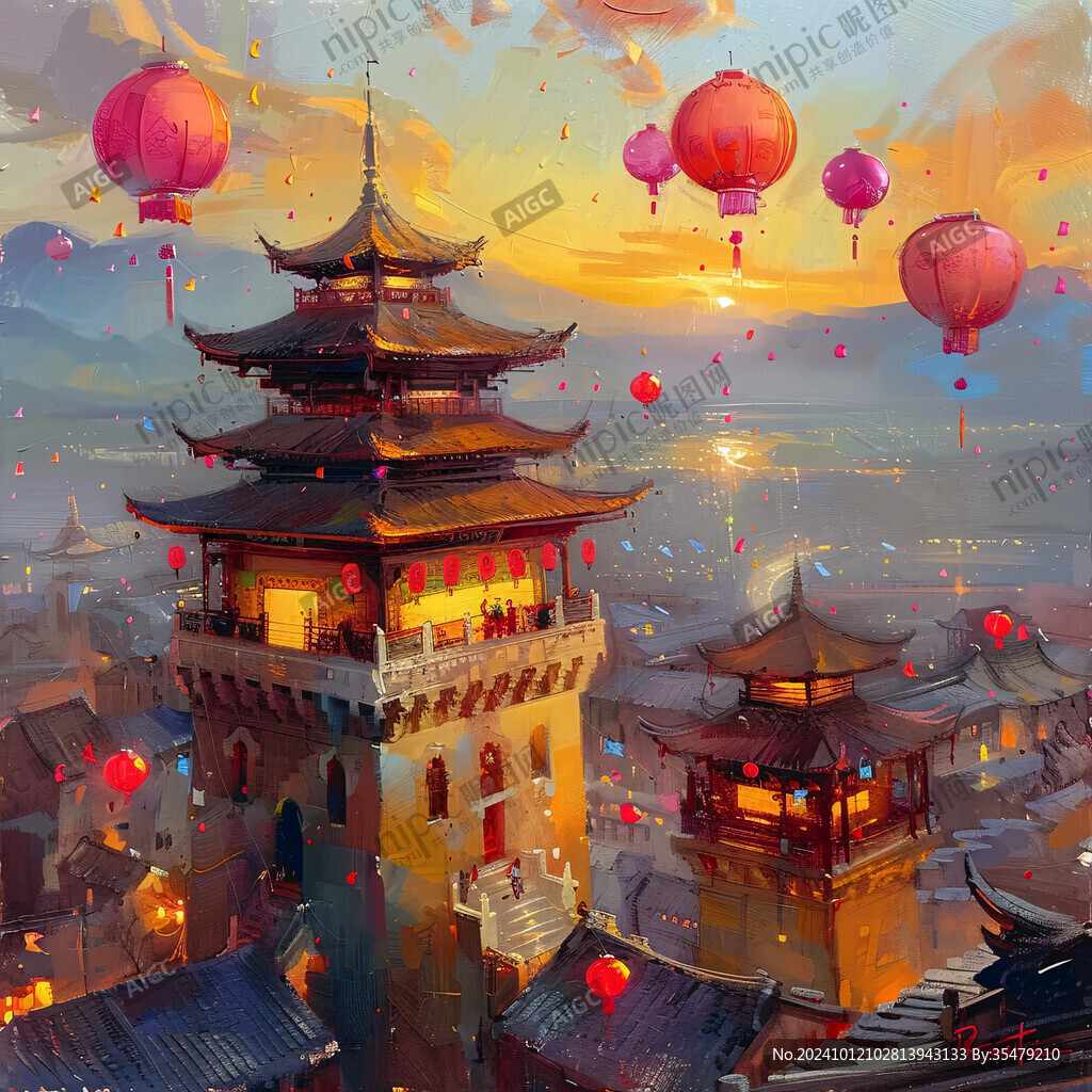 古城樓插畫