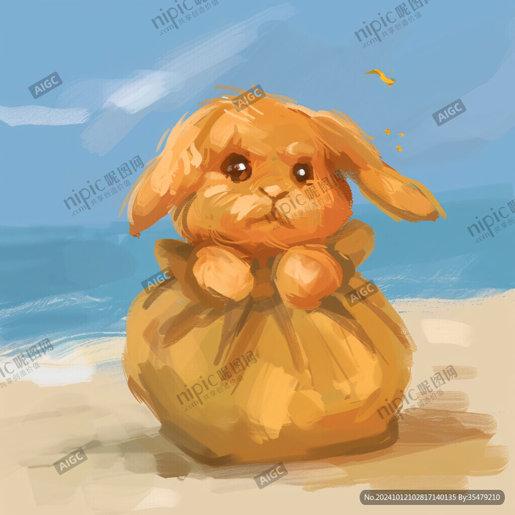 可愛垂耳兔插畫