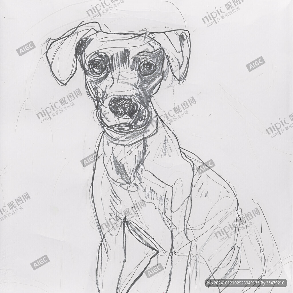 手繪線條狗插畫