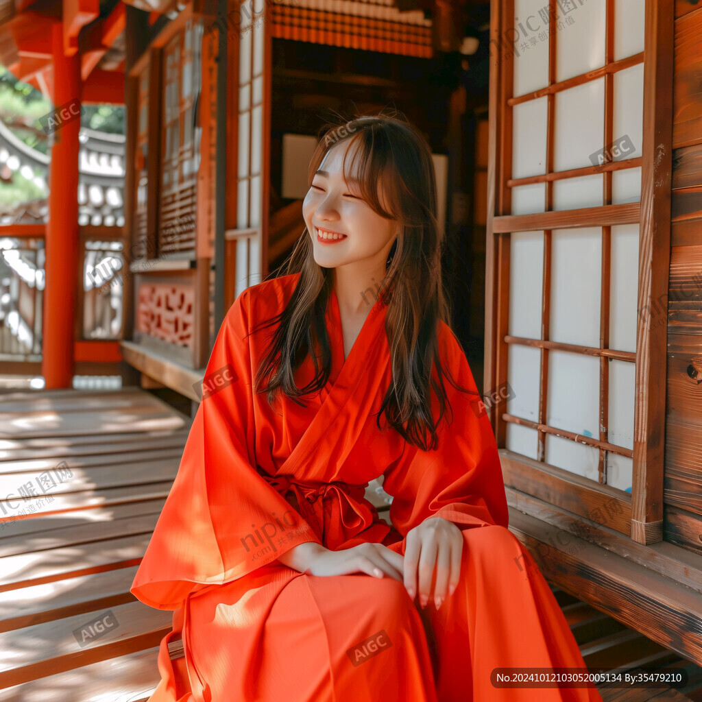 紅色和服日本人