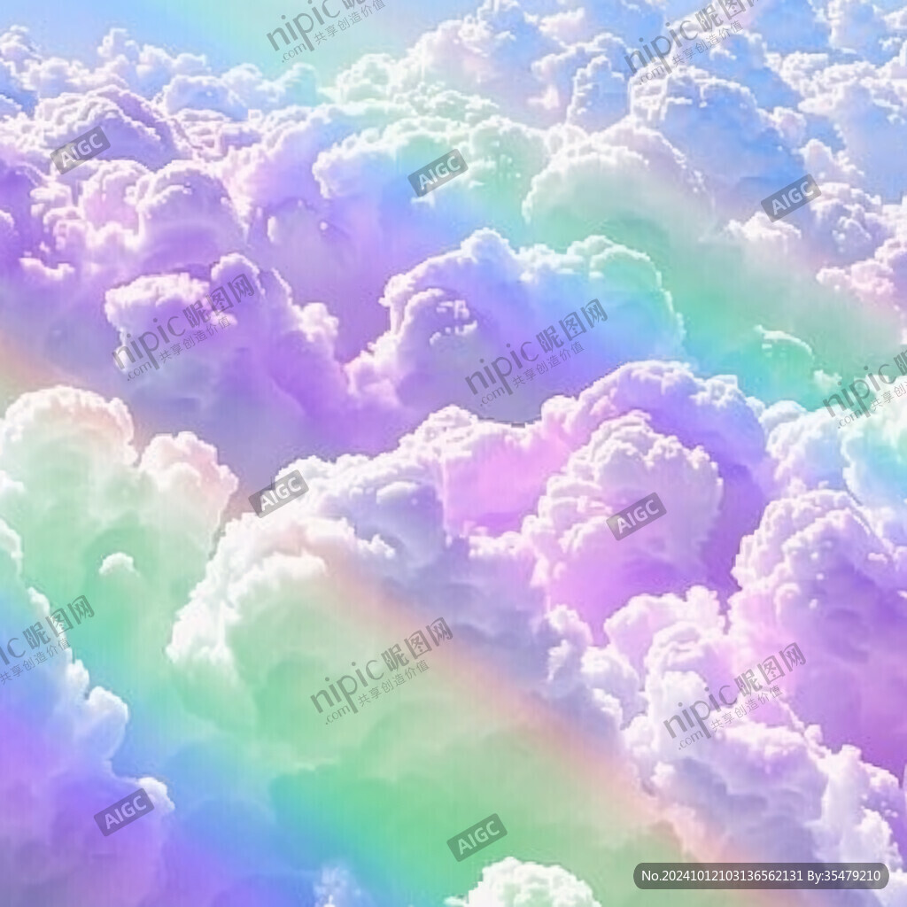 彩虹云朵插畫