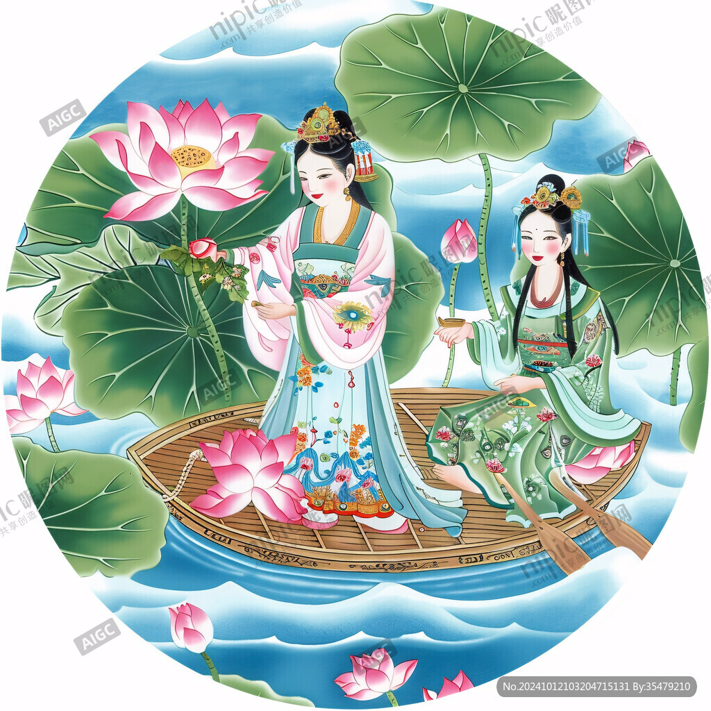 手繪荷花仙女