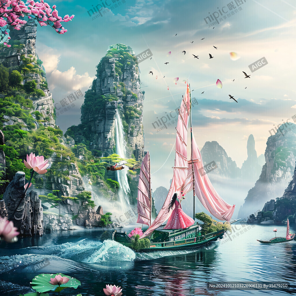 新中式禪意山水船