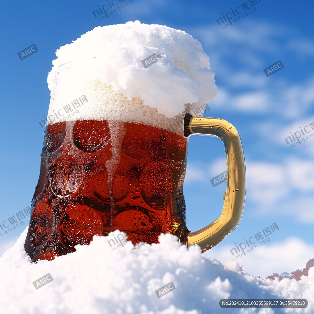 雪地上的啤酒