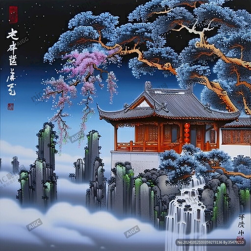 迎客松壁畫掛畫壁紙