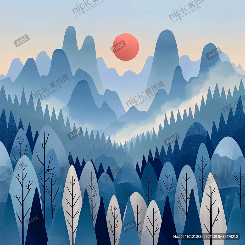 日出風(fēng)景插畫
