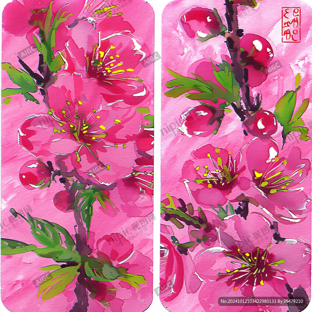 手機殼桃花插畫