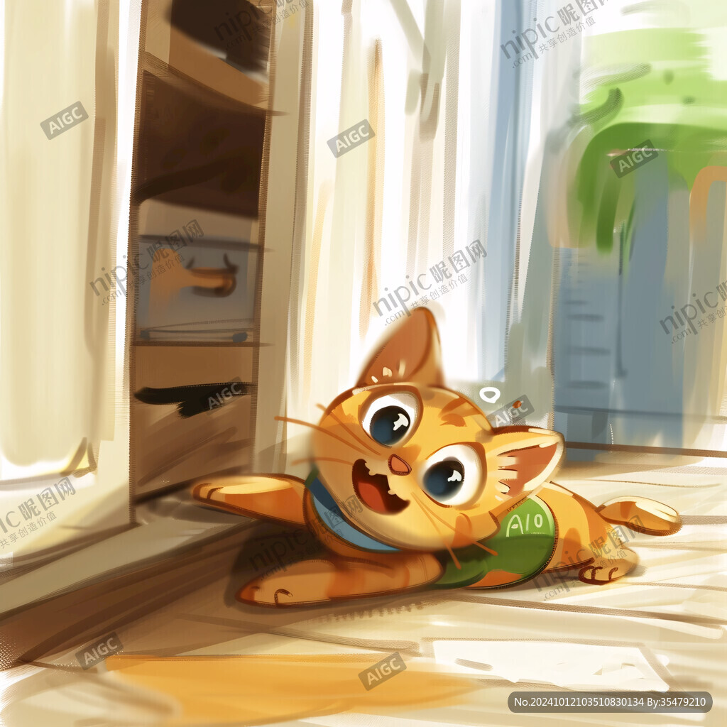 曬太陽的貓插畫