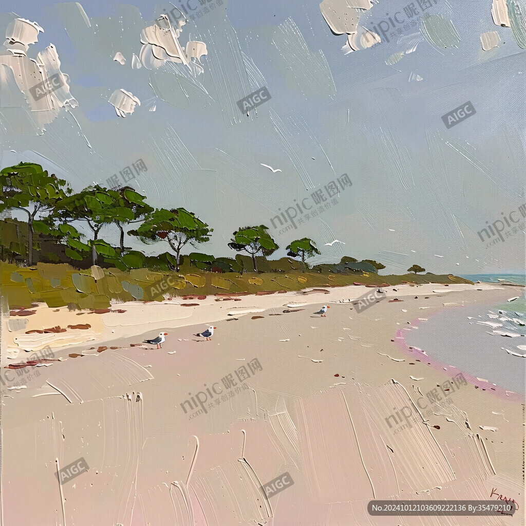 海灘漫步插畫