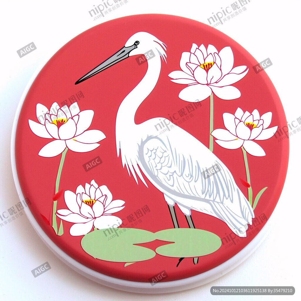 圓形松鶴延年插畫