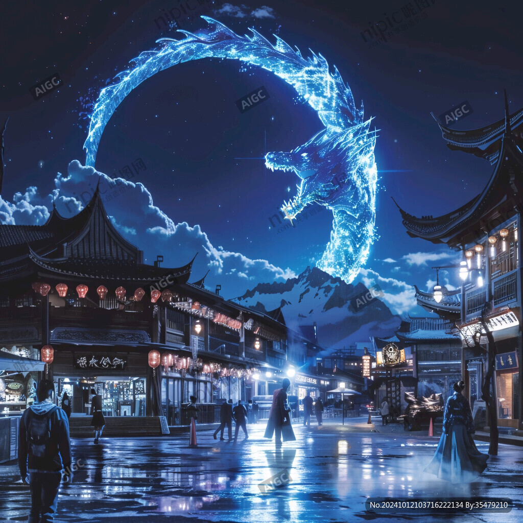 古代街道夜景