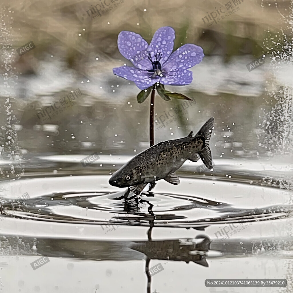 魚戲蓮葉水生植物
