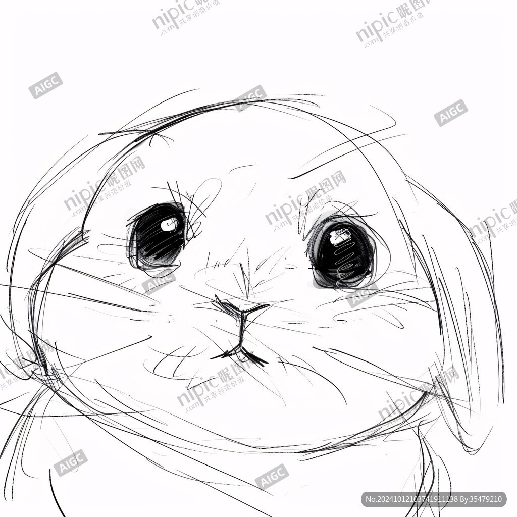 可愛垂耳兔插畫