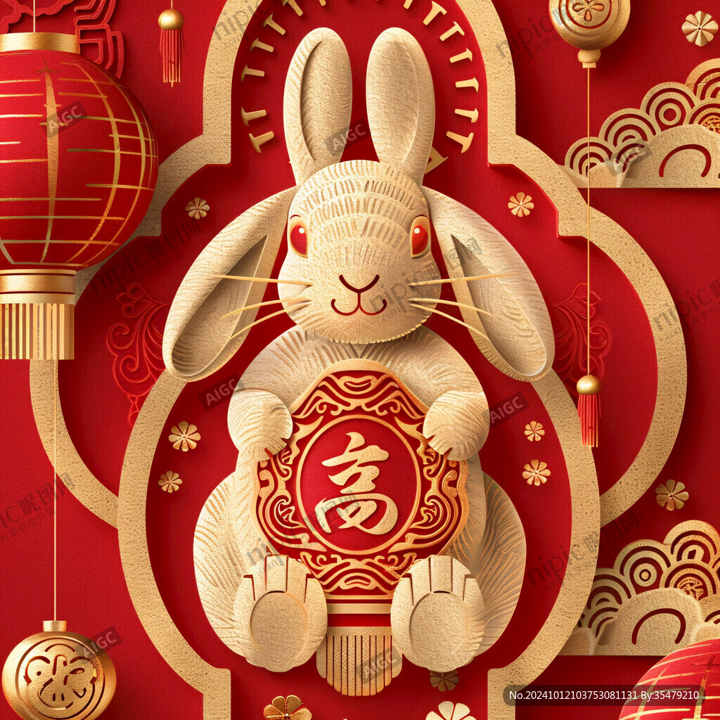 兔年剪紙風(fēng)