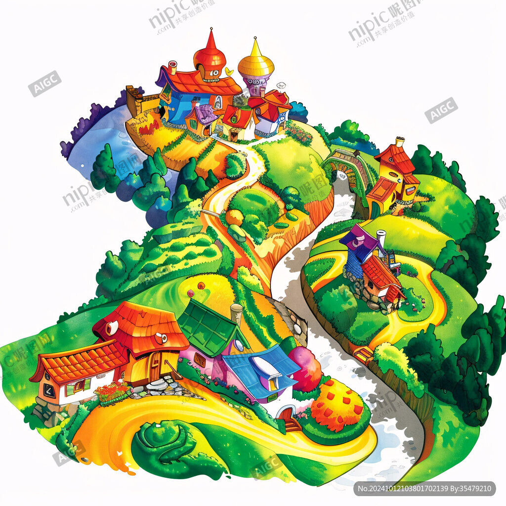 中部夢幻城插畫素材
