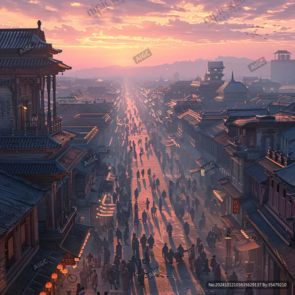 古代繁華街景