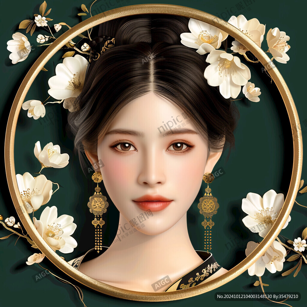 宮廷美女人物插畫