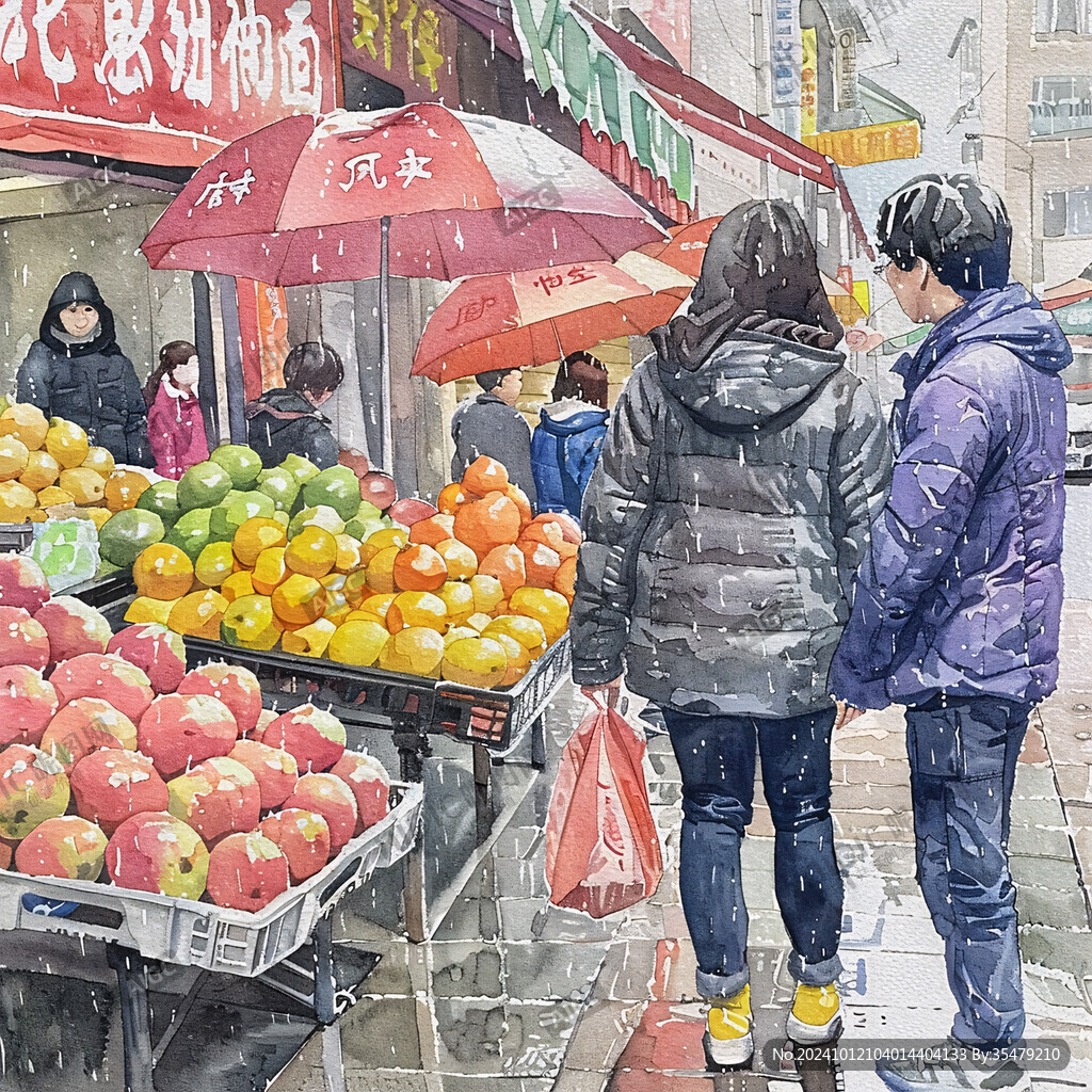 雨中農貿市場
