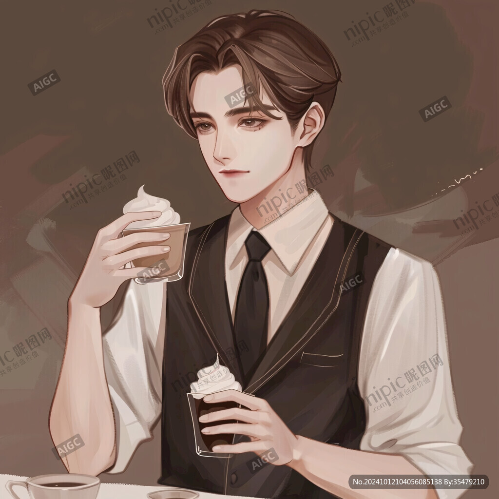 人物奶茶插畫