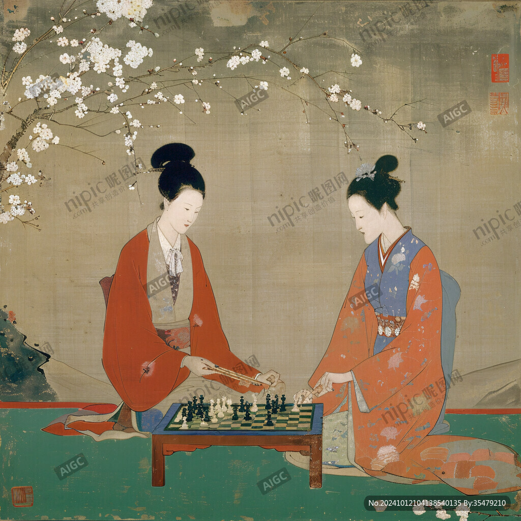 佳人對(duì)弈圖