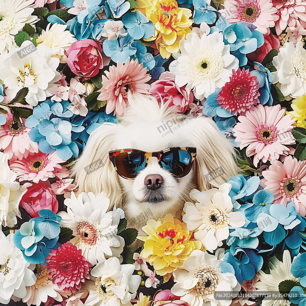 狗狗和鮮花