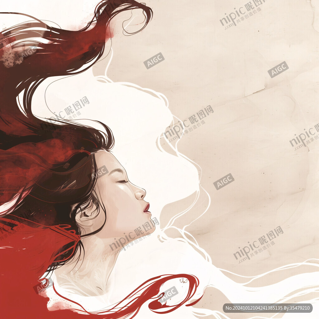 紅衣美人插畫