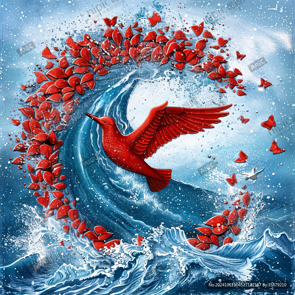 手繪金魚海浪