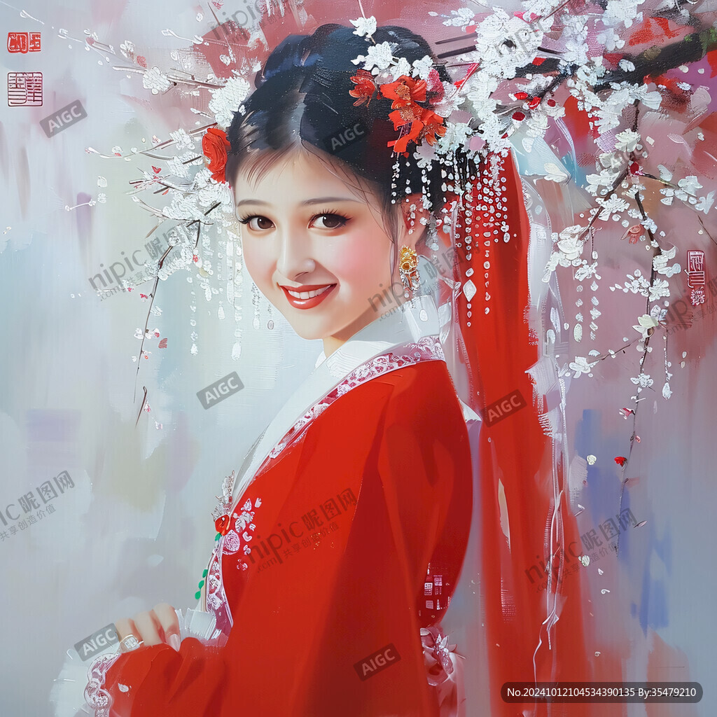 紅色古裝少女