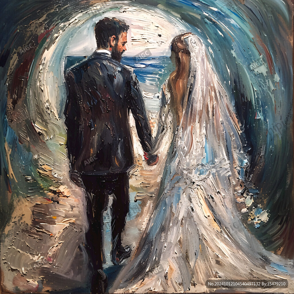 油畫浪漫婚禮