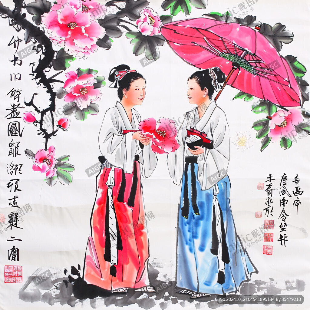 琴瑟和鳴字畫