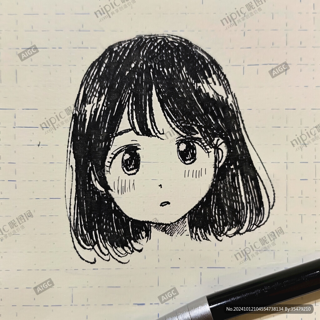 短發(fā)姑娘線稿