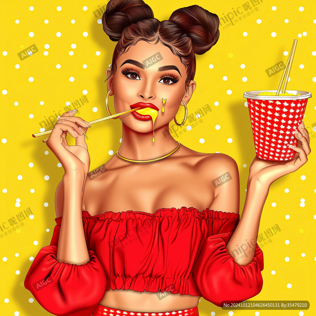 奶茶美女商業插畫