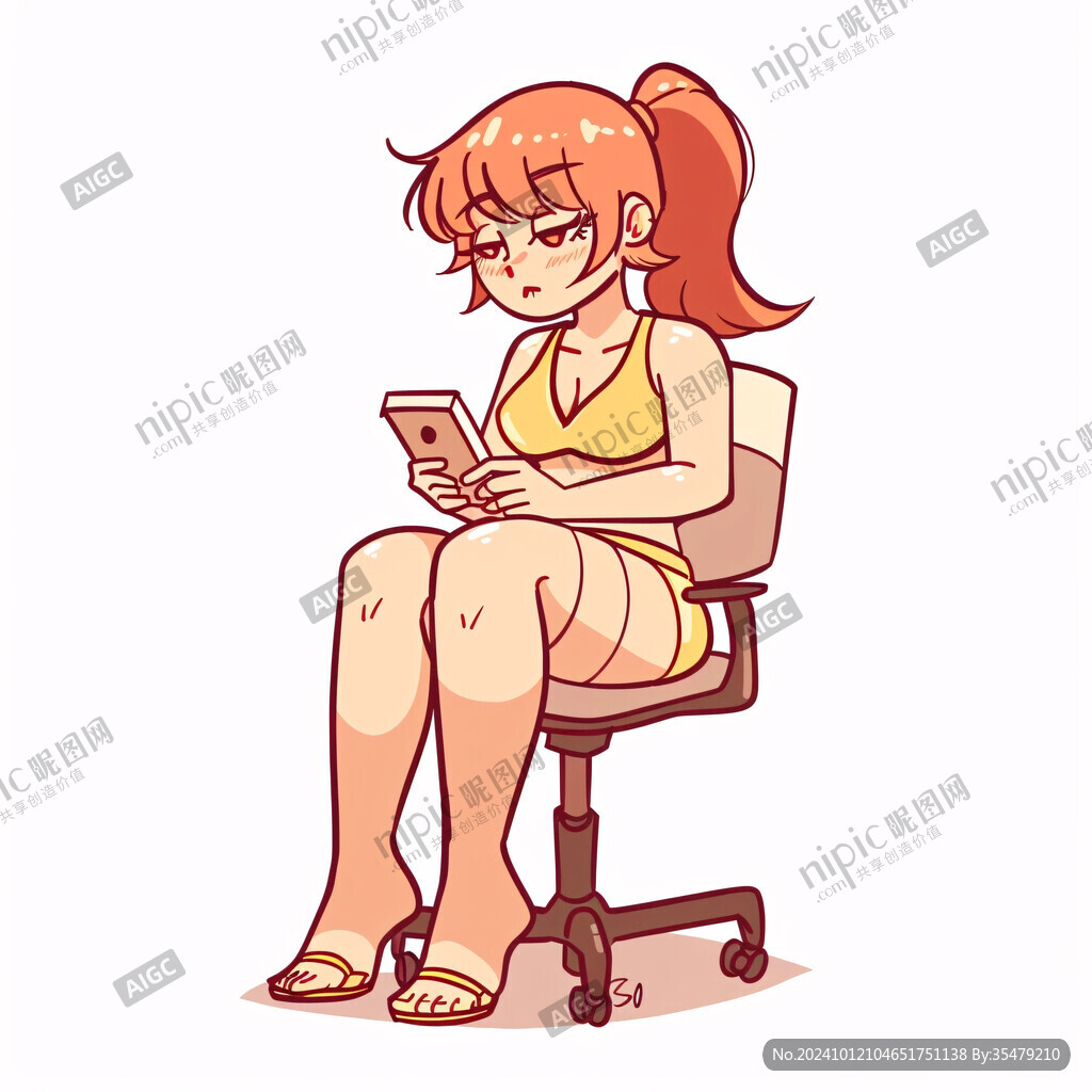 手繪手機搶購女孩