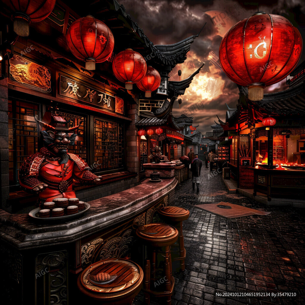 古代美食街景