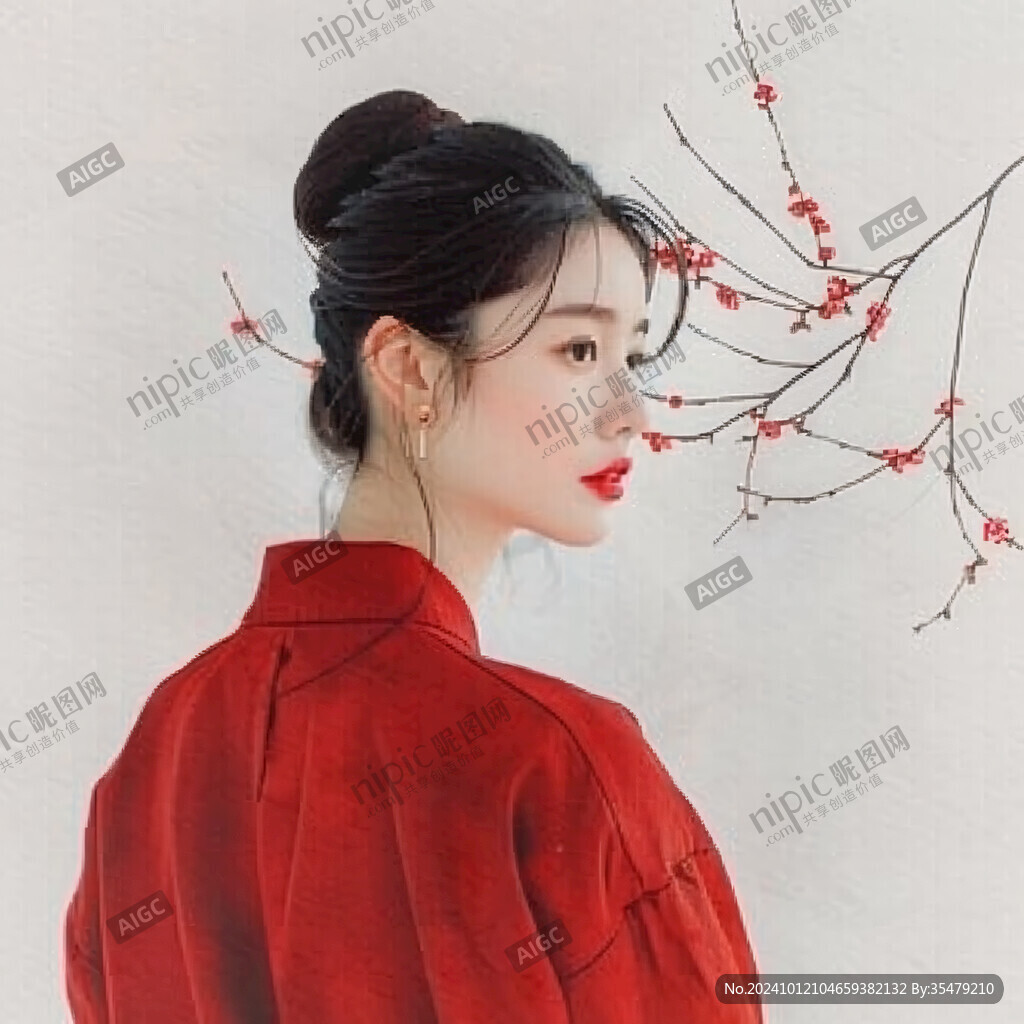紅毛衣的古典少女