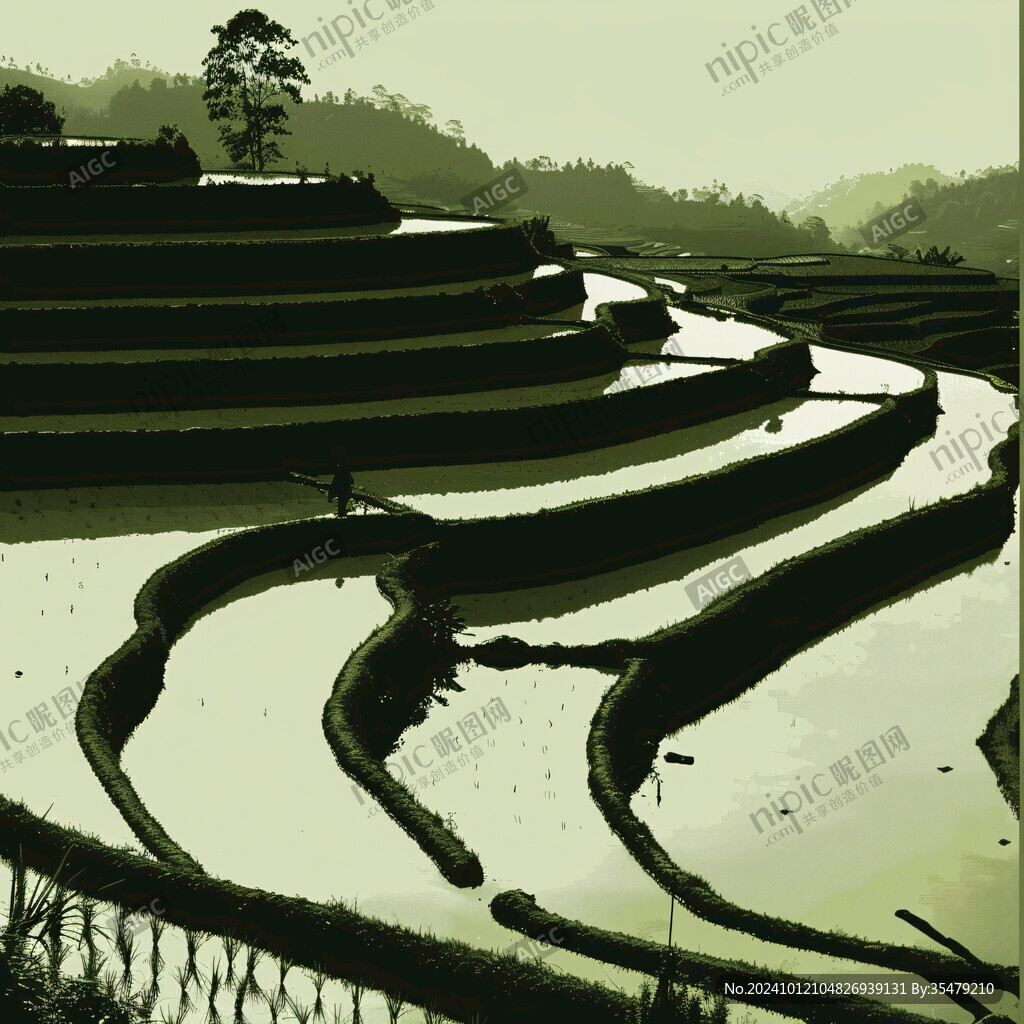 田間風景田梯風景