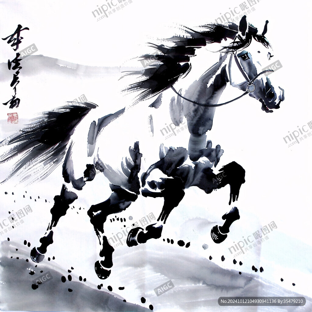 駿馬圖水墨畫