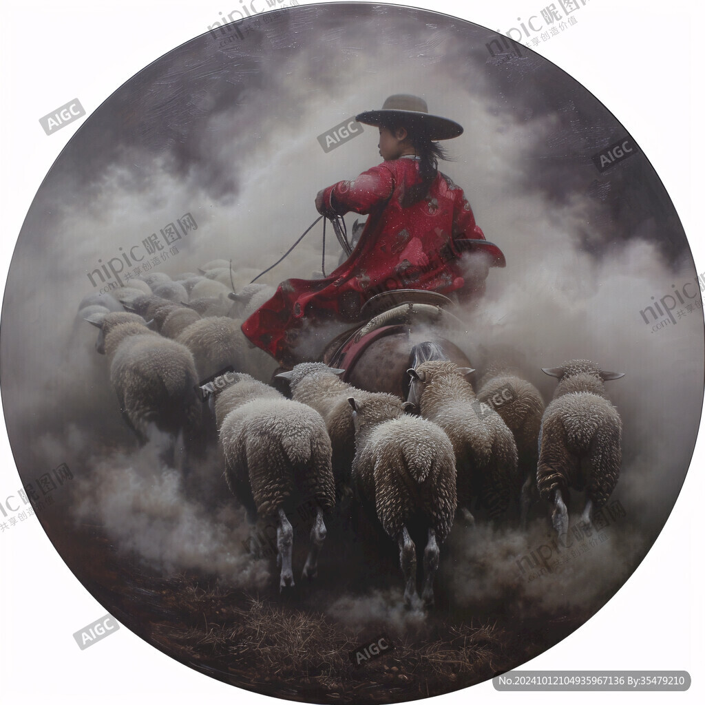 玻璃畫蘇武牧羊圖