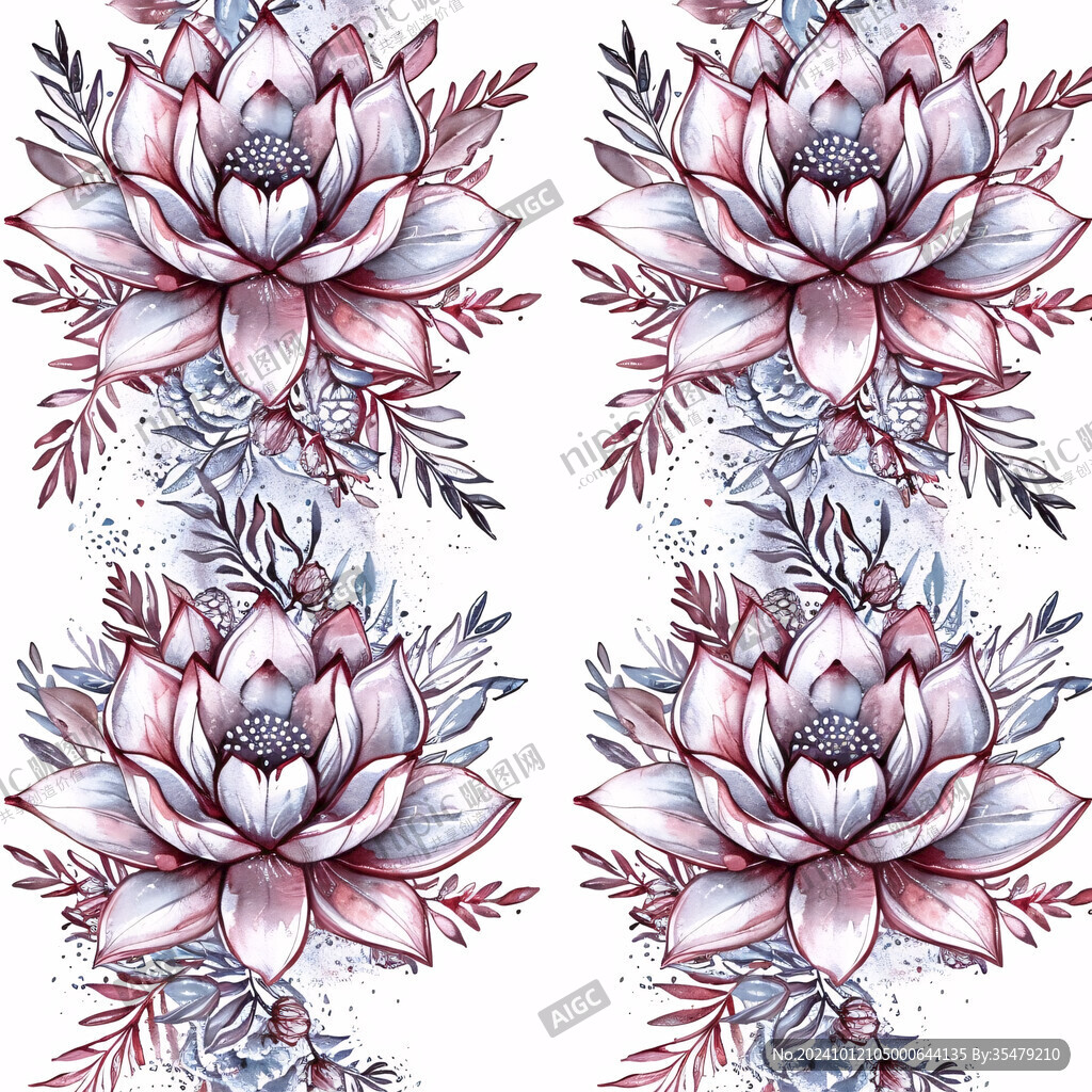水彩花卉四方連續(xù)圖