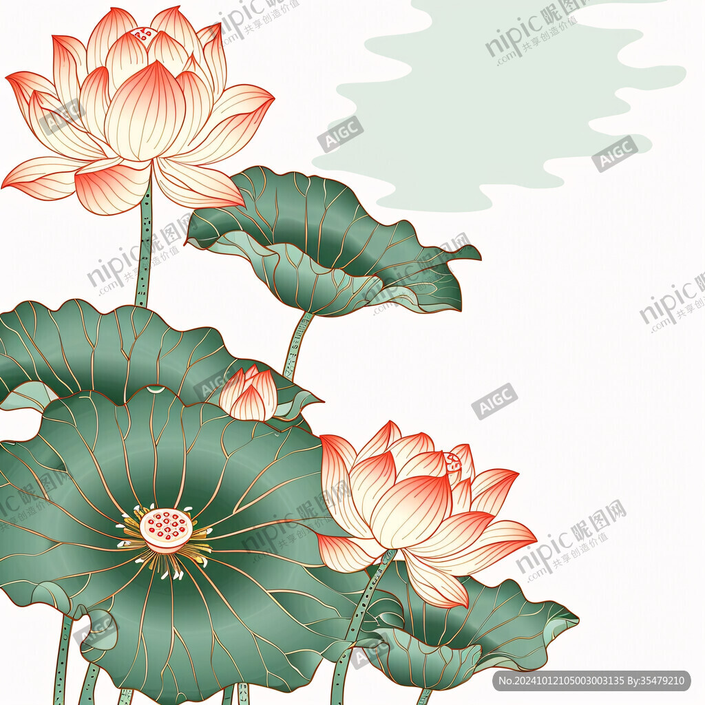 荷花手繪背景