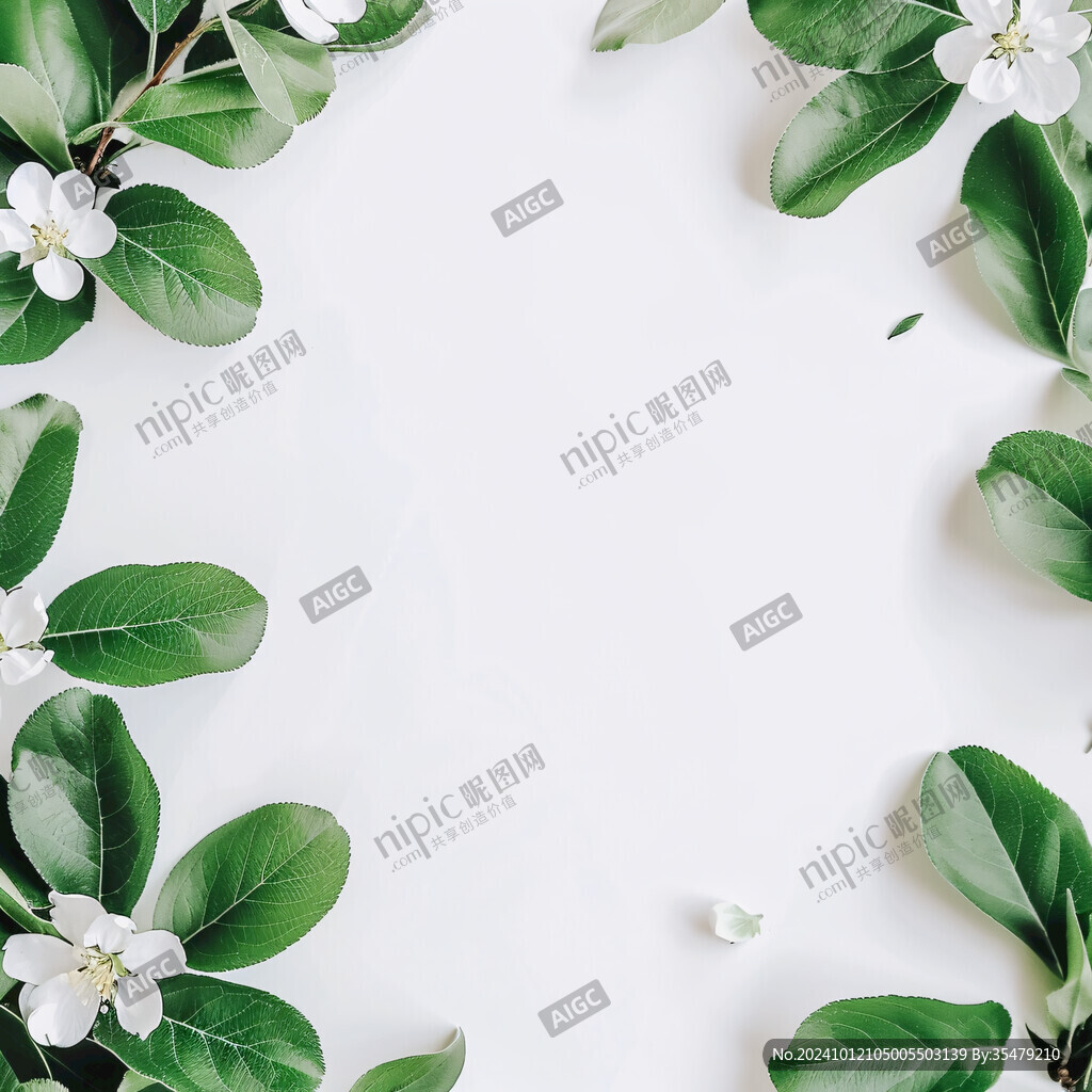 綠色葉子白色花