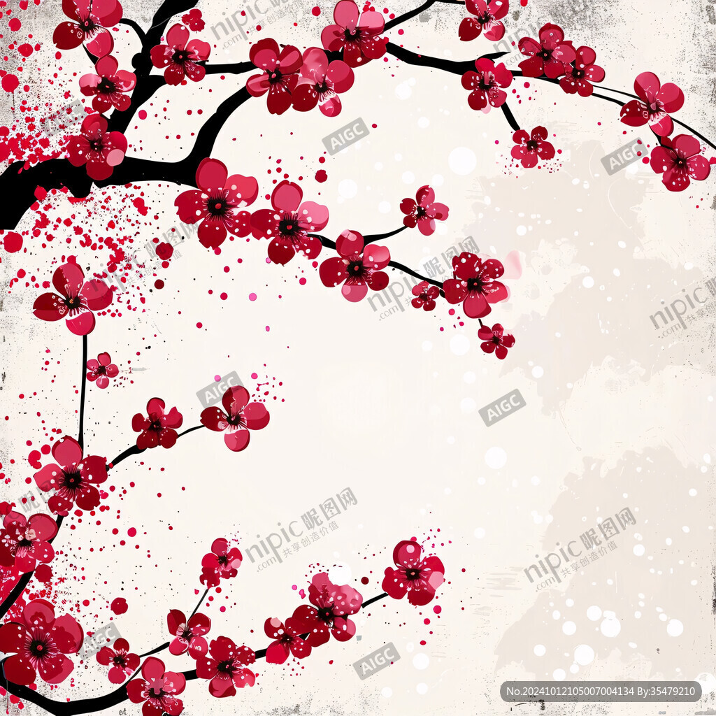 手繪梅花背景