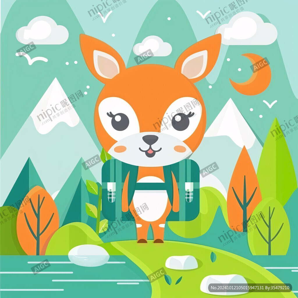卡通動物松鼠插畫