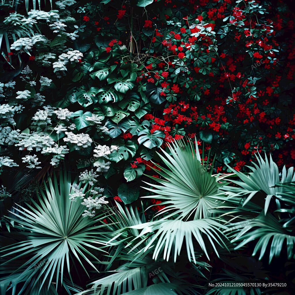 紅色植物背景墻