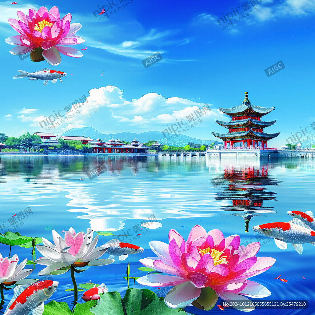 荷花背景城市