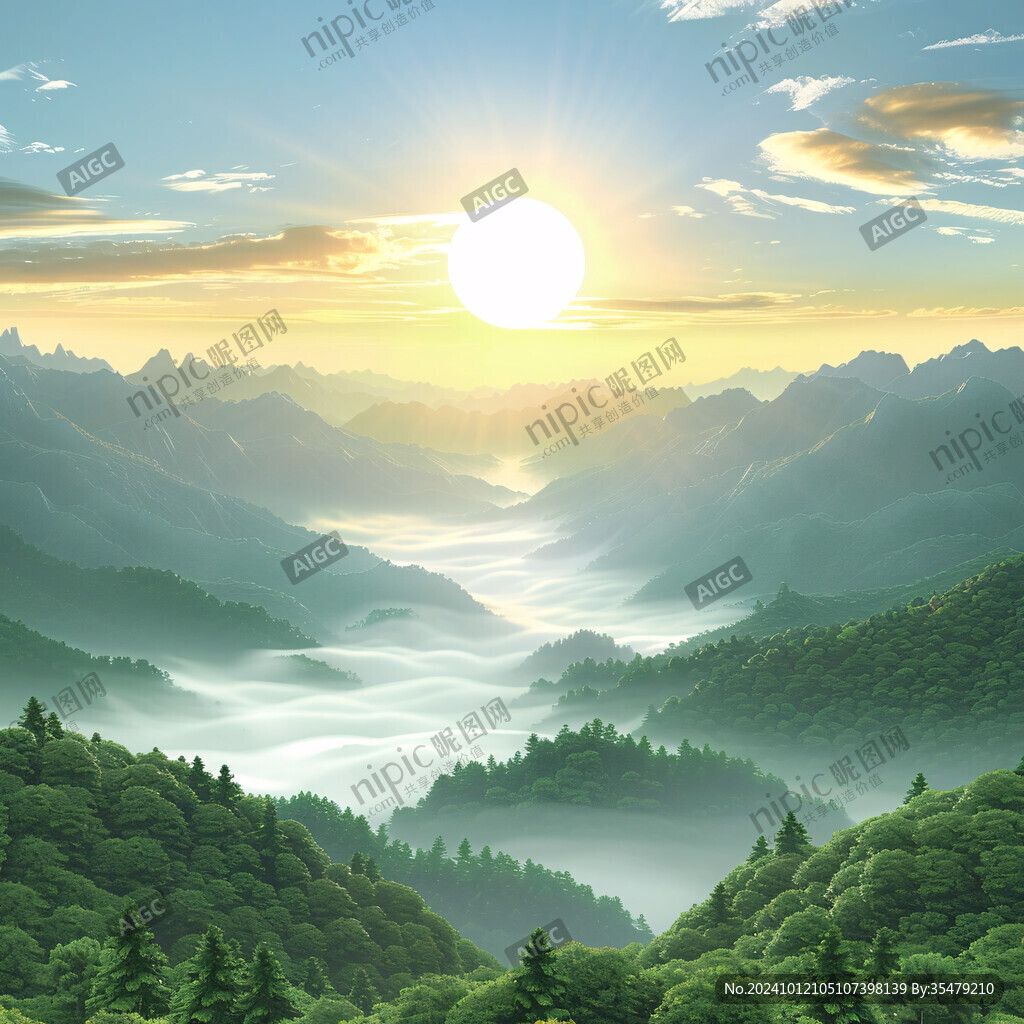 大幅高清山水日出