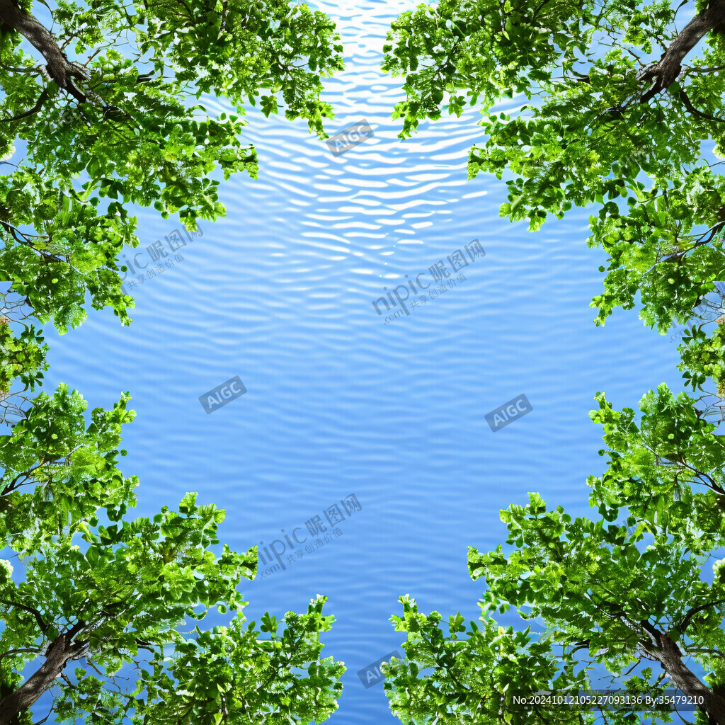 水面樹枝倒影背景素材