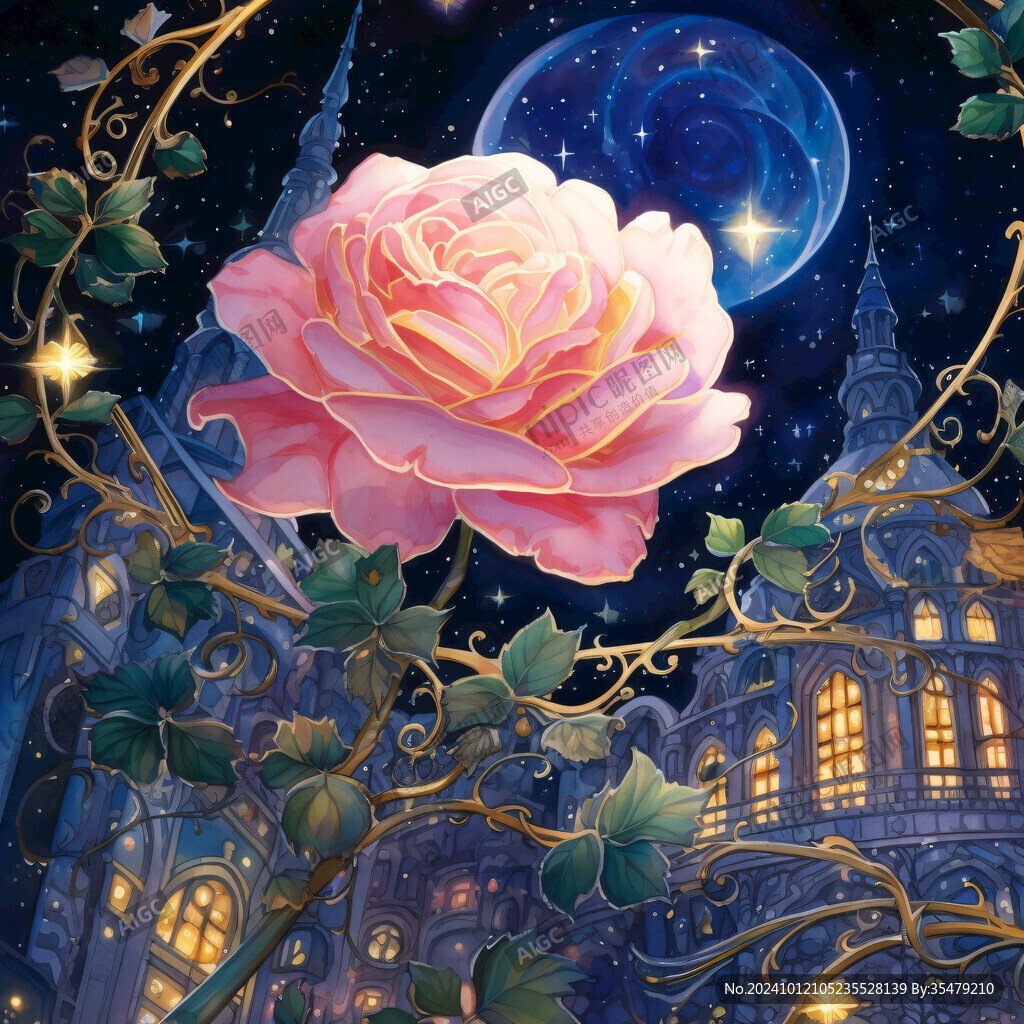 星空玫瑰花朵圖案
