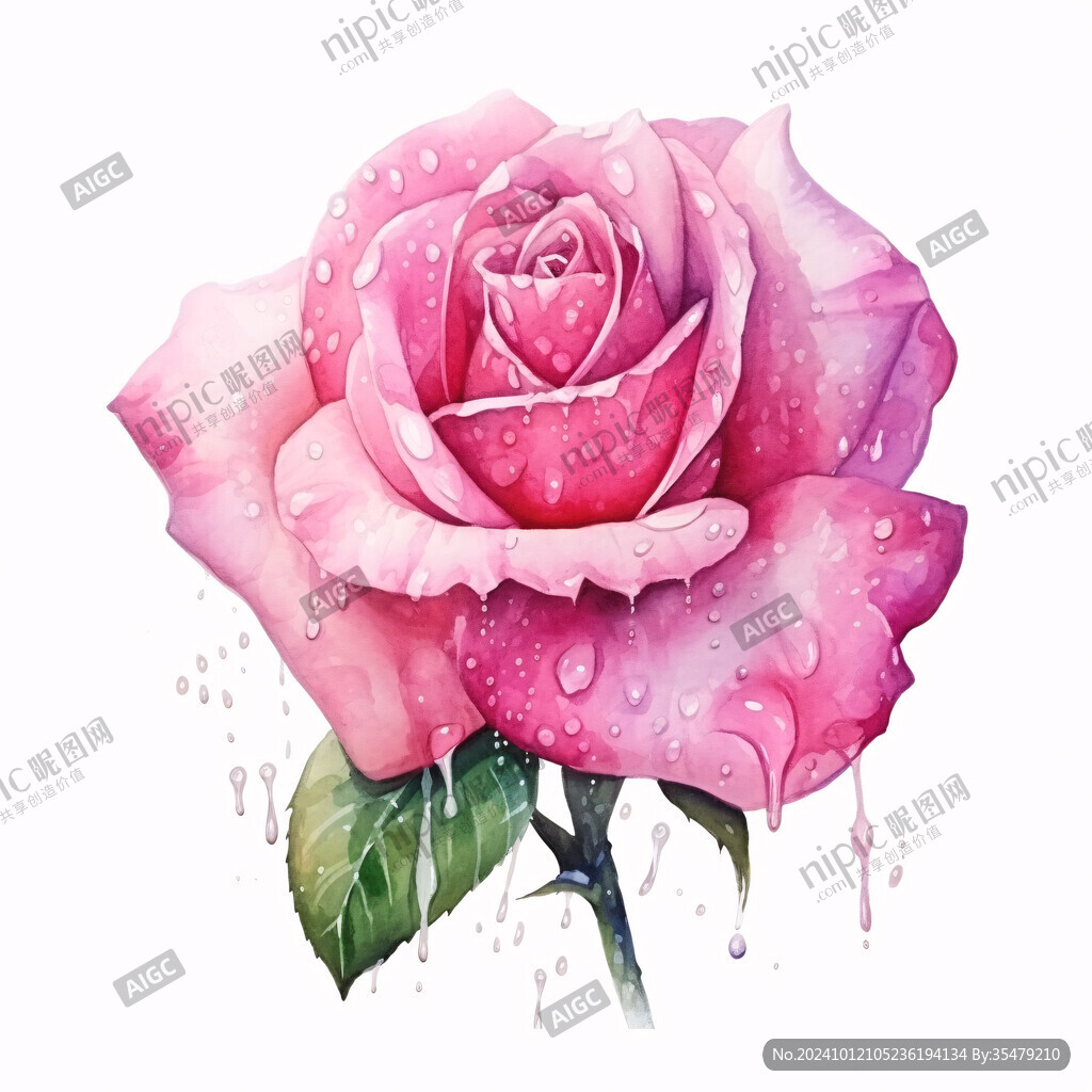 手繪水彩薔薇插畫
